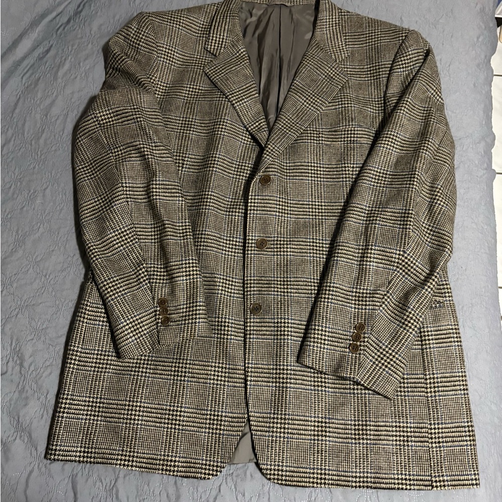 CERRUTI 1881 Cashmere And wool
Blend Sport coat brown/ tan bold check print 58 N